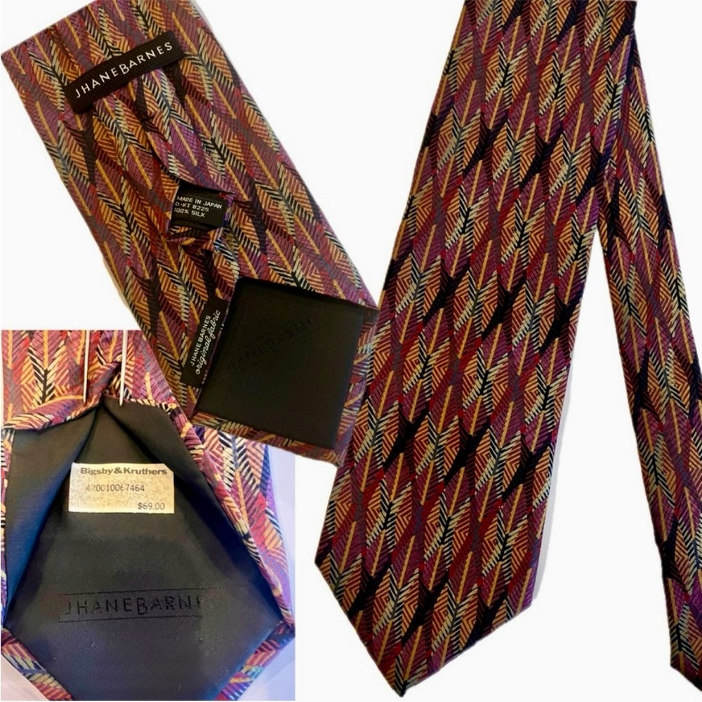 Vintage tie with price tag that has a history Jhane Barnes Abstract design